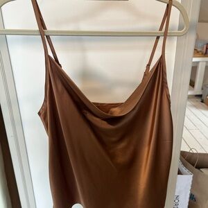 Elegant Brown Satin Cami Top